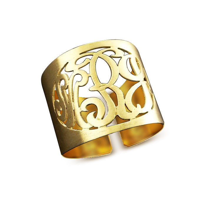 Gold monogram deals ring womens