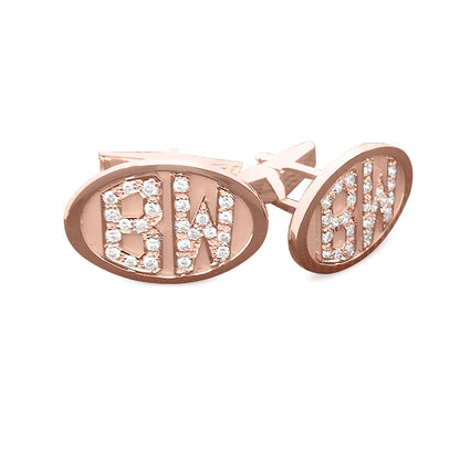 14K Gold and Diamond Custom Monogram Cufflinks