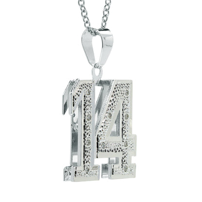 Old School Number Charm Pendant with Genuine Diamonds and 14K Gold