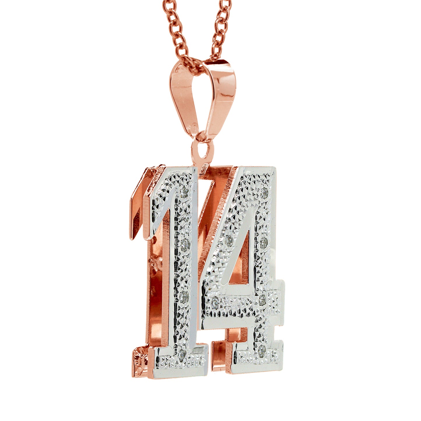 Old School Number Charm Pendant with Genuine Diamonds and 14K Gold