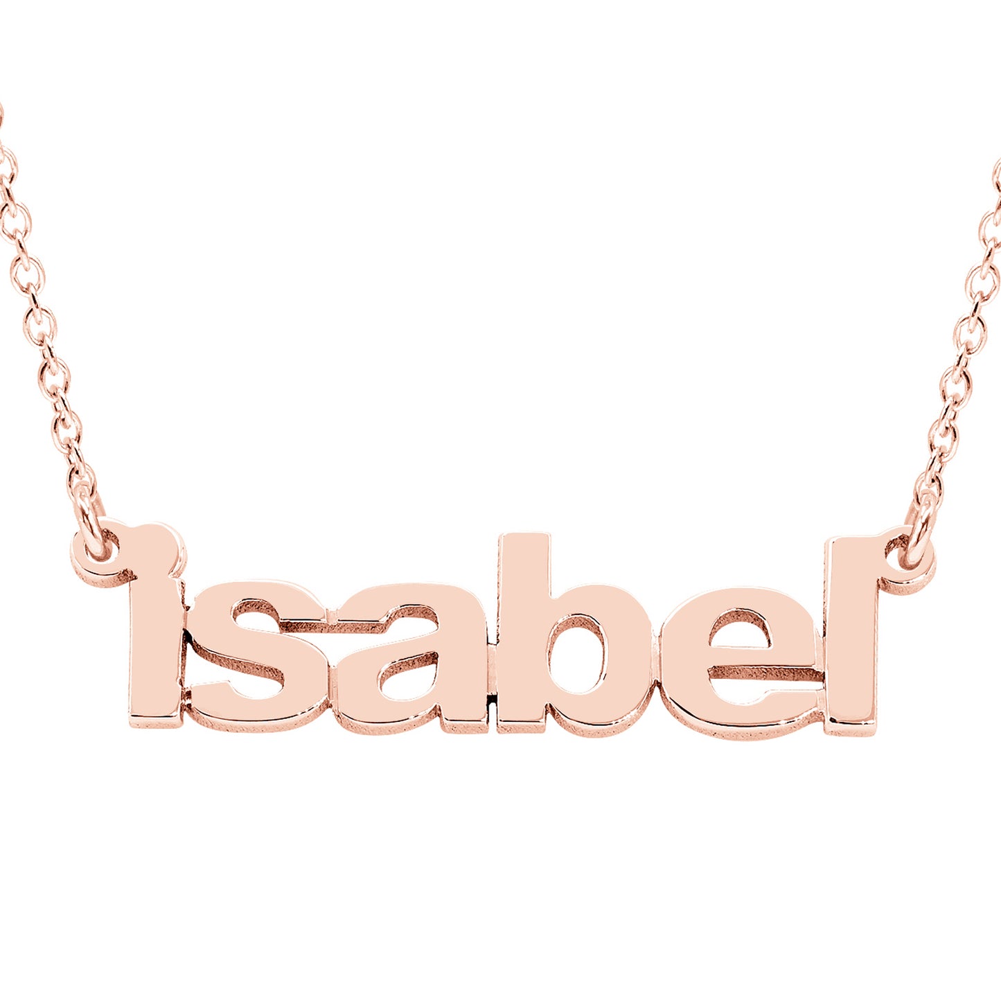 Block Text Name Pendant in Polished 14K Gold
