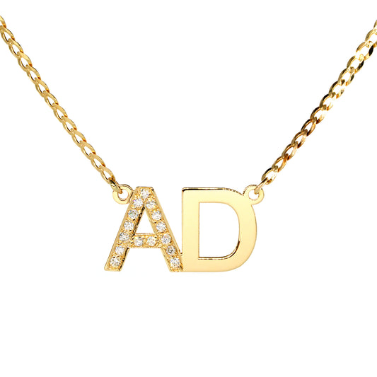 Diamond First Character Charm Necklace in 14K Gold  | Custom Chains