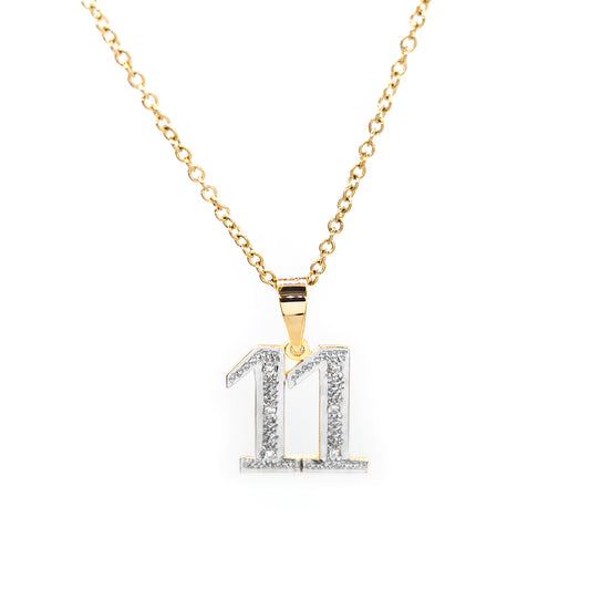 Sports Number Charm Pendant with Diamonds