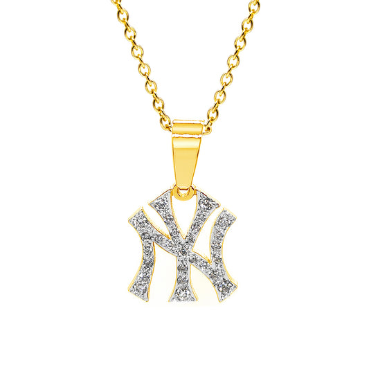 New York Baseball Team Charm Pendant with Diamonds and 14K Gold