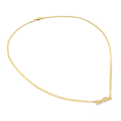 14K Gold Single Layer Nameplate with Curb Chain Necklace