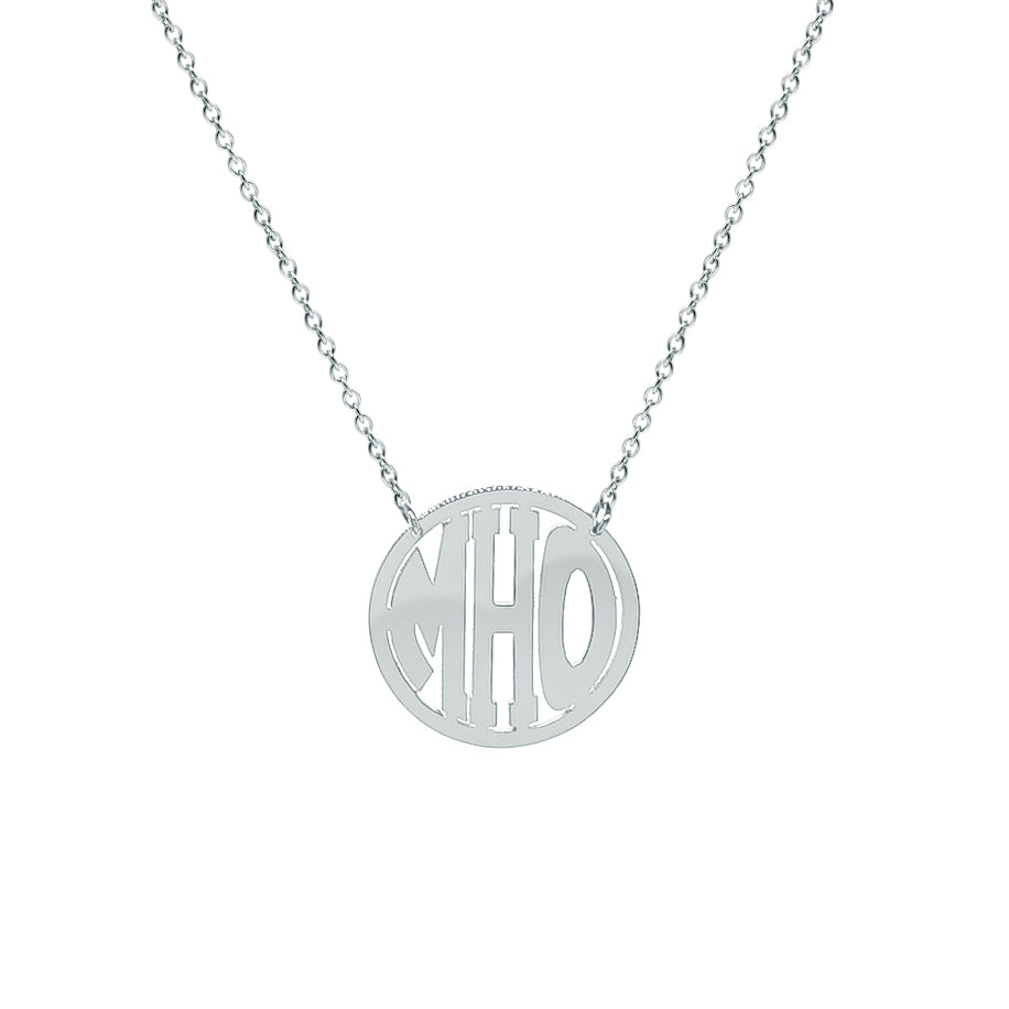 Customizable Block Monogram Pendant in High Polished 14K Gold