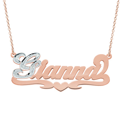 Bespoke 14K Gold Name Necklace with Diamonds on First Letter