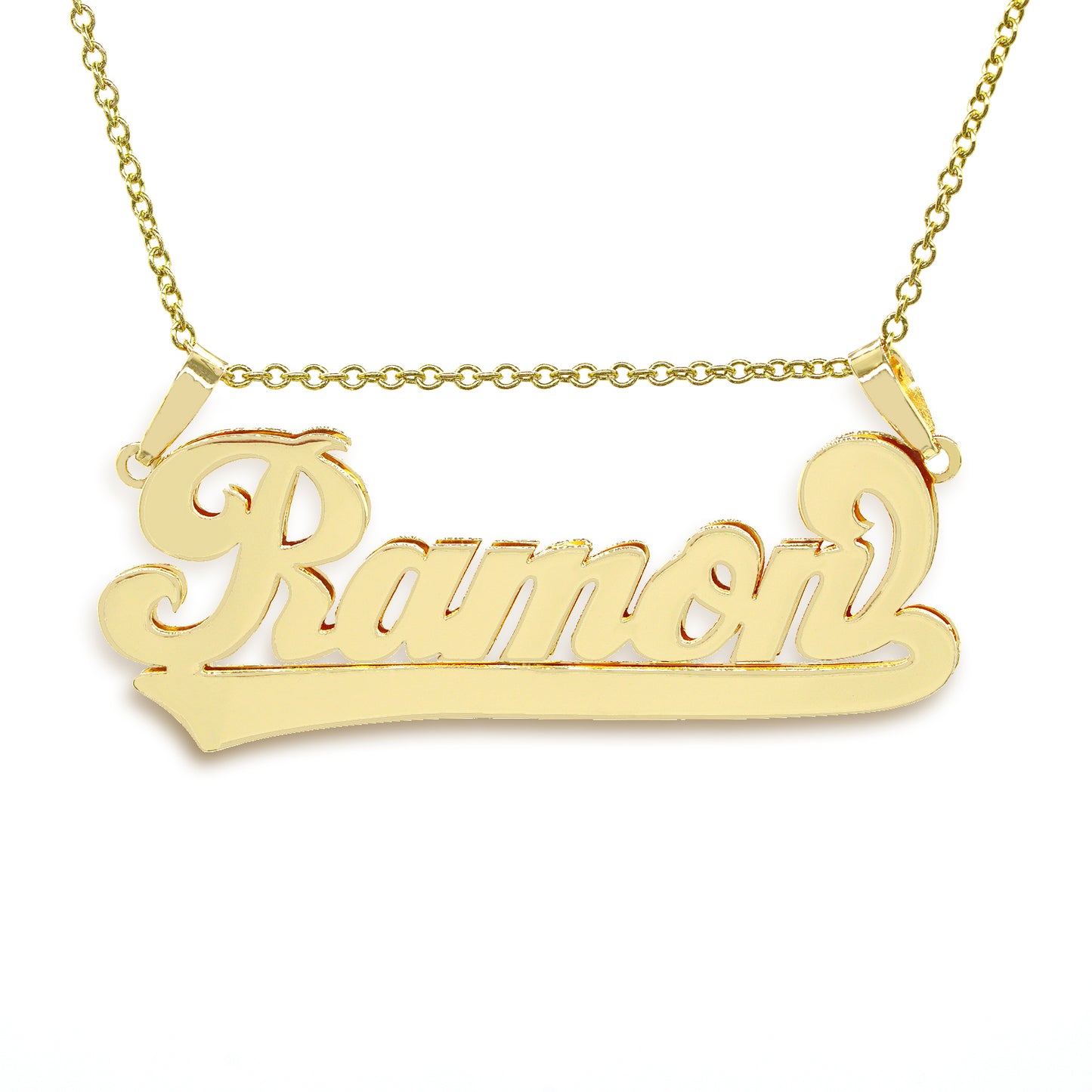 High Polished Nameplate Pendant in 14K Gold