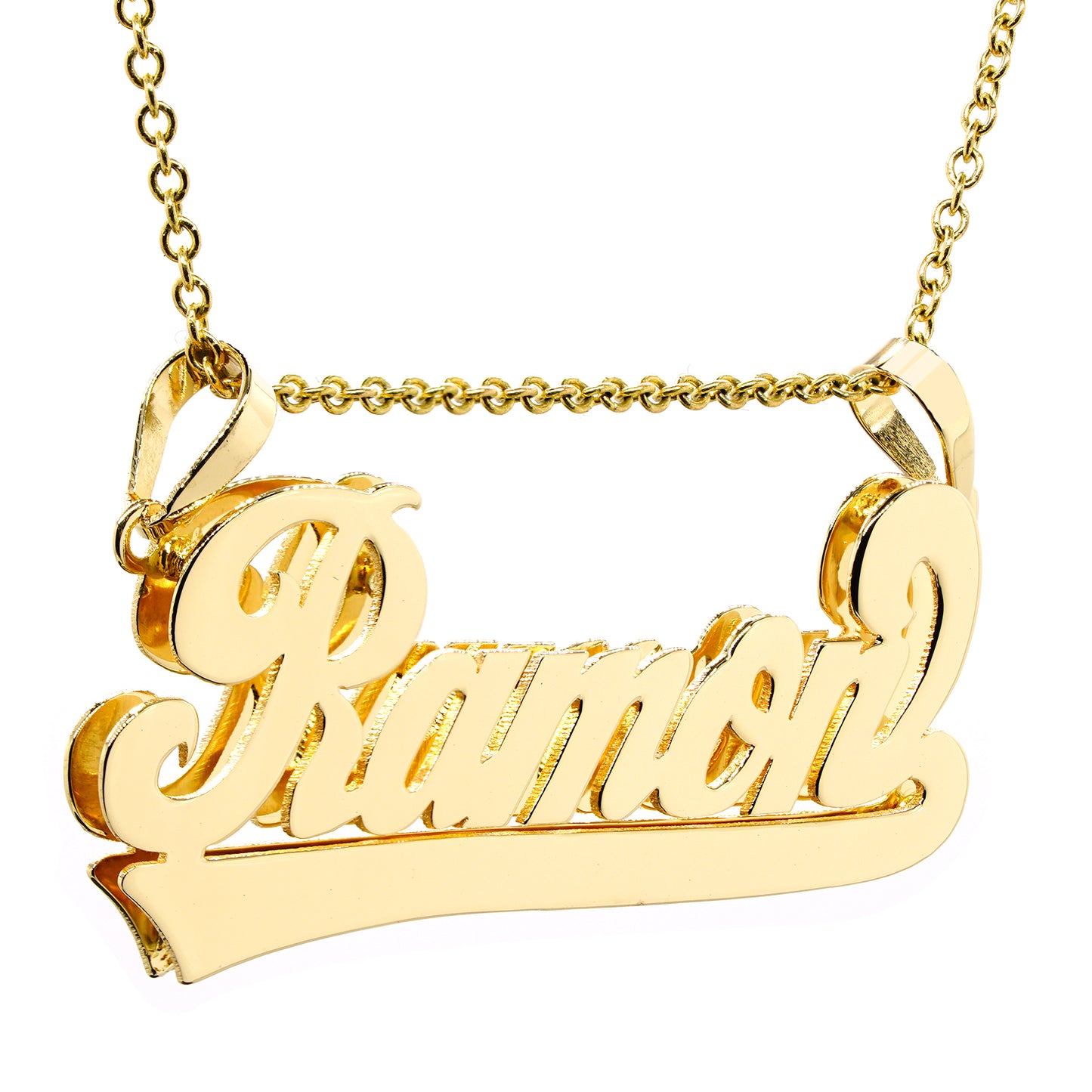 High Polished Nameplate Pendant in 14K Gold