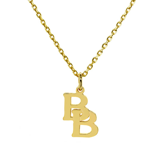 Custom Interlocking Letters Charm Pendant in 14K Gold with Multiple Chain Options