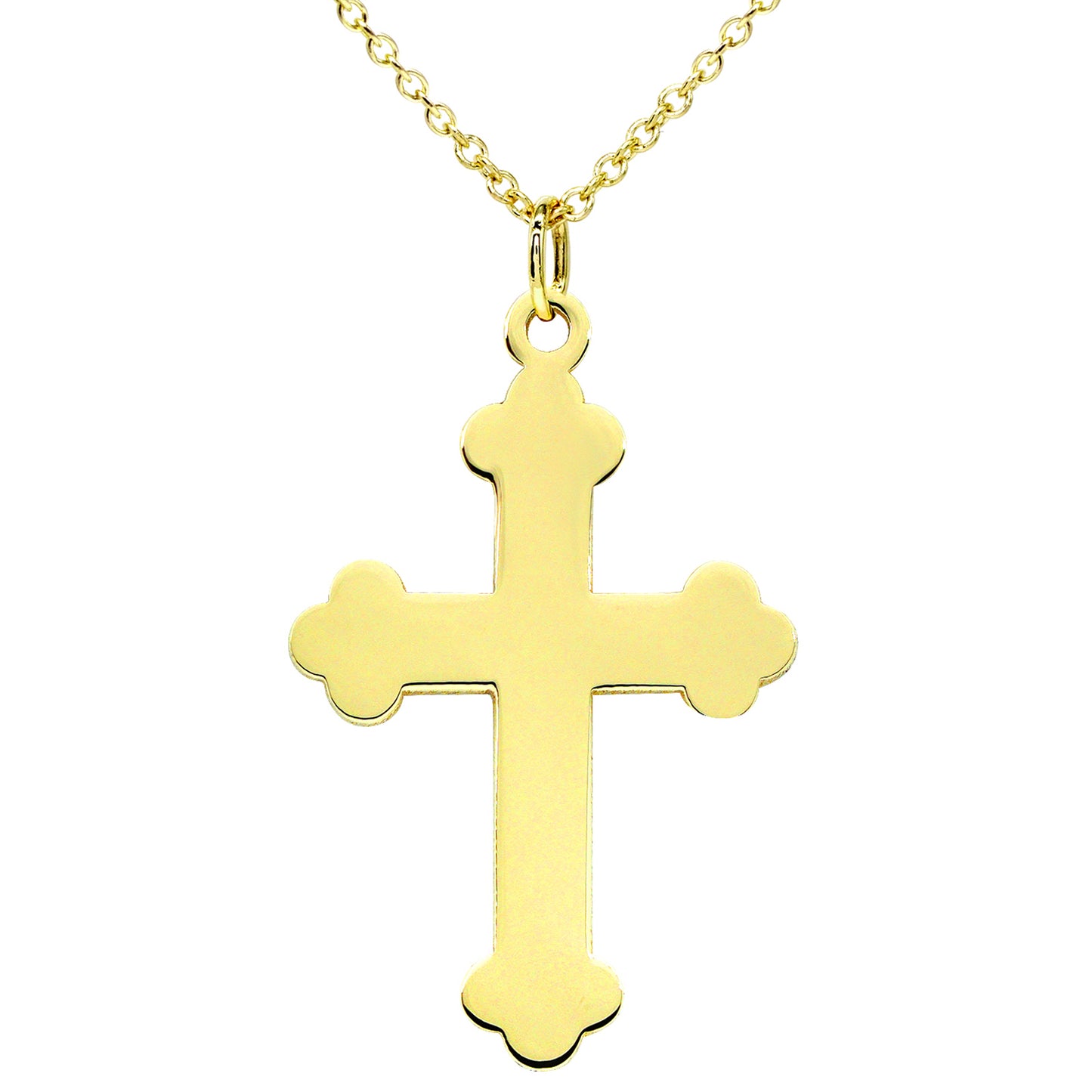 Budded Cross in 14K High Polished Gold with Chain Options