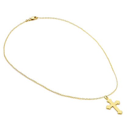 Budded Cross in 14K High Polished Gold with Chain Options