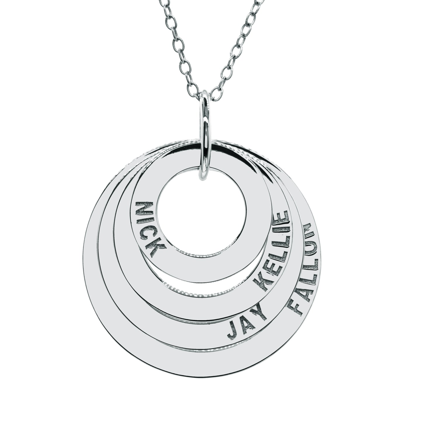 Multiple Name and Multiple Disc Pendant in High Polish 14K Gold