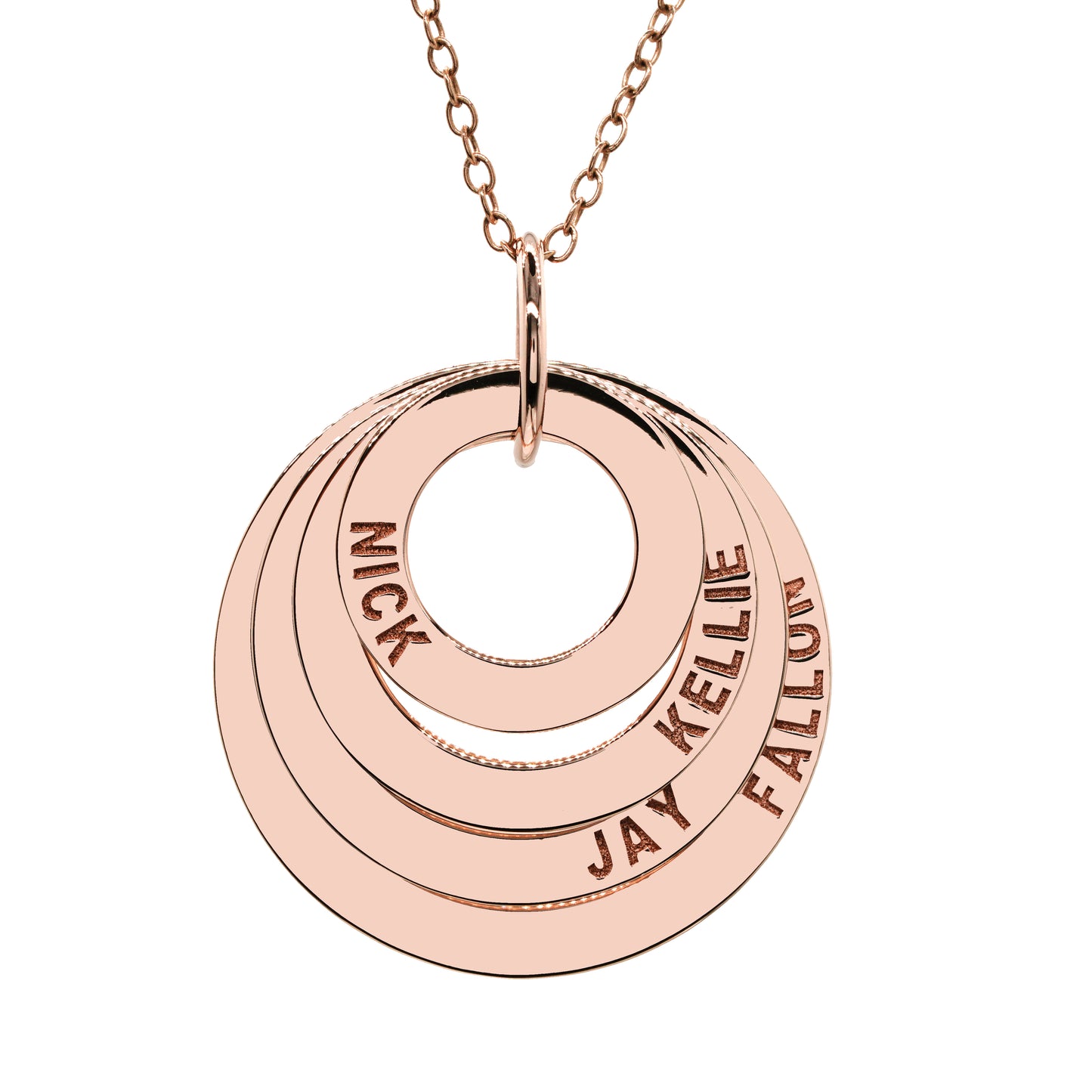 Multiple Name and Multiple Disc Pendant in High Polish 14K Gold