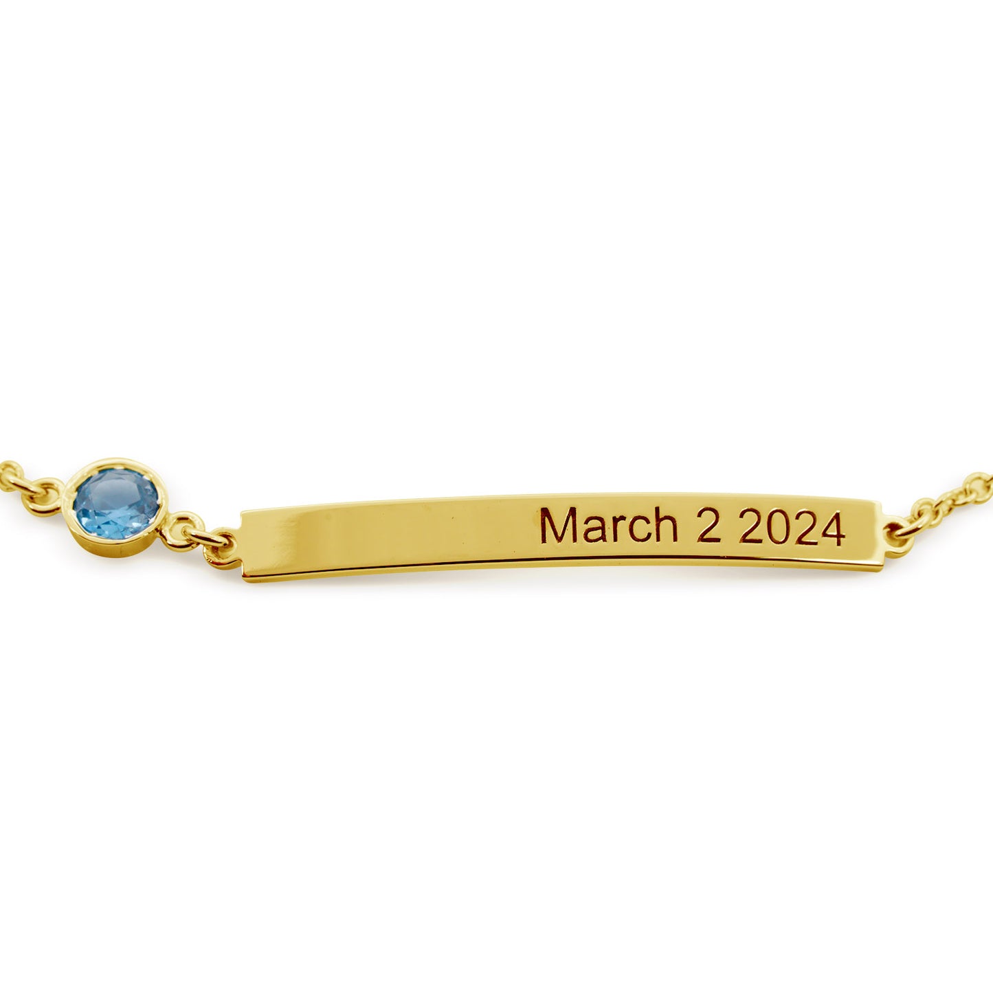 Customizable Birthstone Bar Bracelet in High Polished 14K Gold