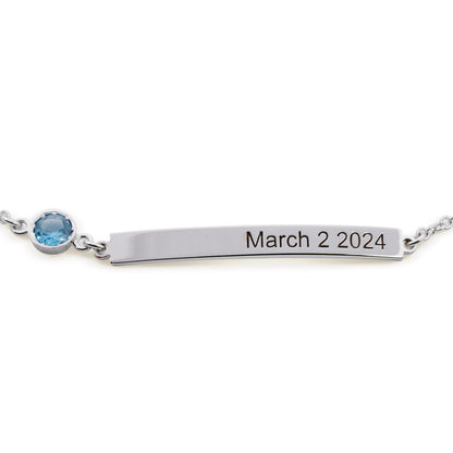 Customizable Birthstone Bar Bracelet in High Polished 14K Gold