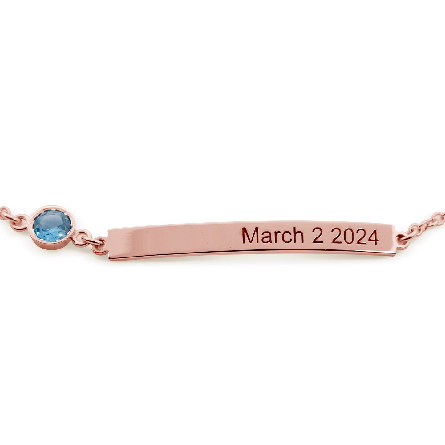 Customizable Birthstone Bar Bracelet in High Polished 14K Gold