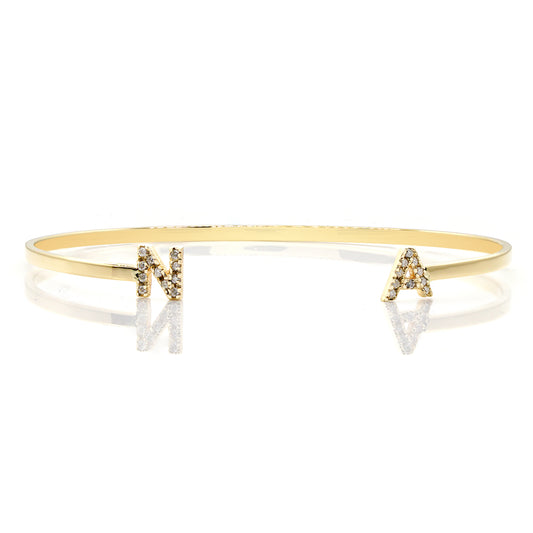 Initial Ends Bangle in 14K Gold | 6mm Tall