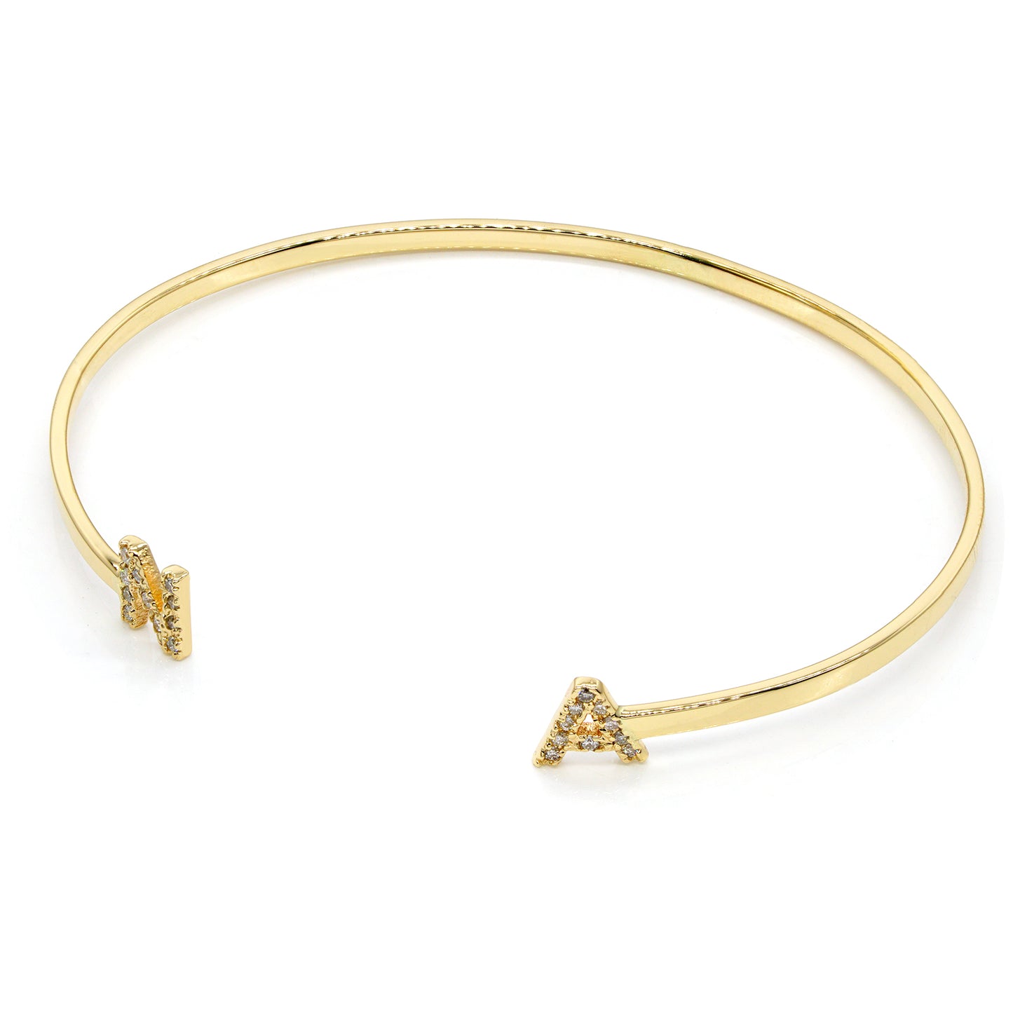 Initial Ends Bangle in 14K Gold | 6mm Tall