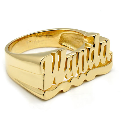 Custom Name Ring with High Polished Face in 14K Gold | Heart and Tail Feature