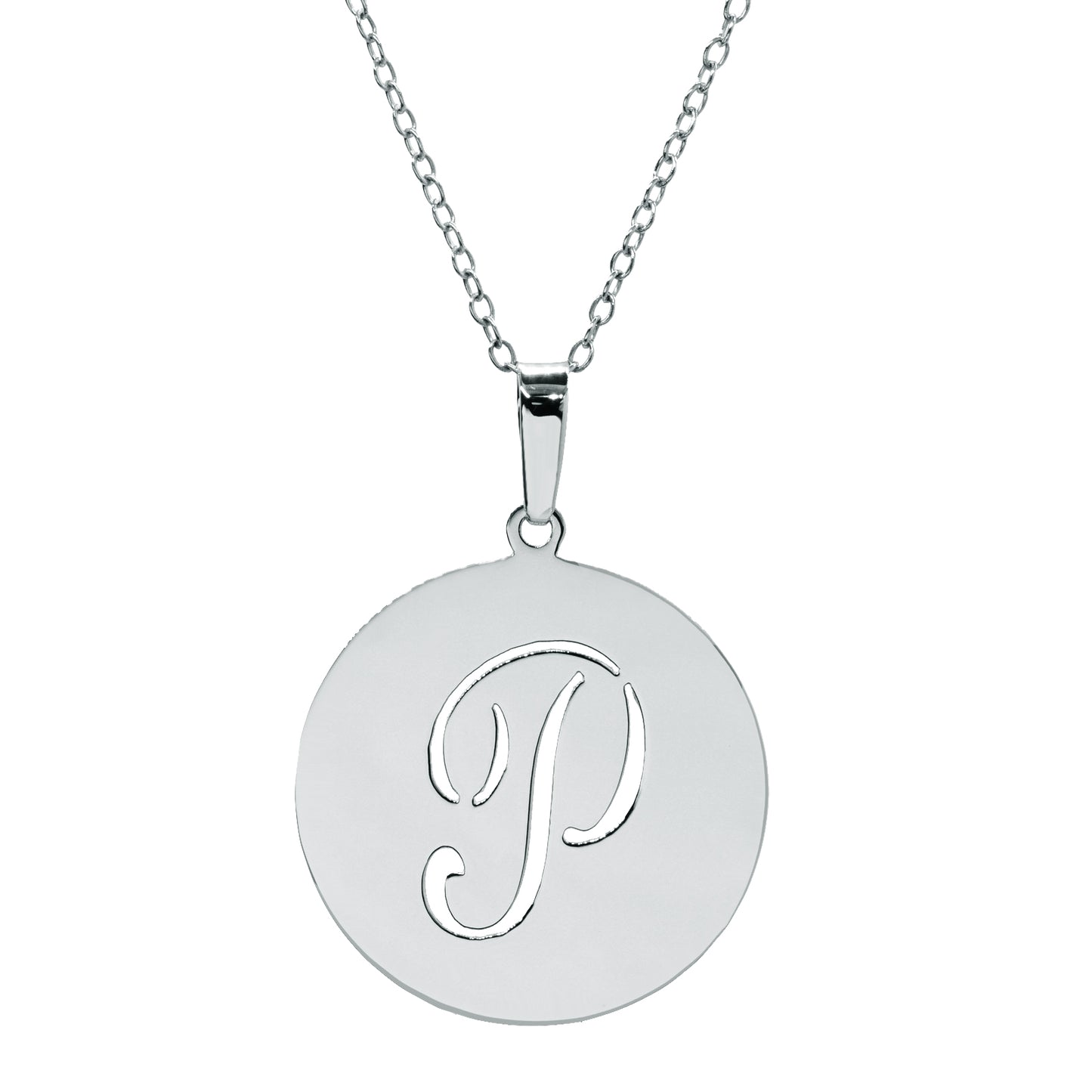 Punch Out Initial Disc Charm Pendant in High Polished 14K Gold | 21mm