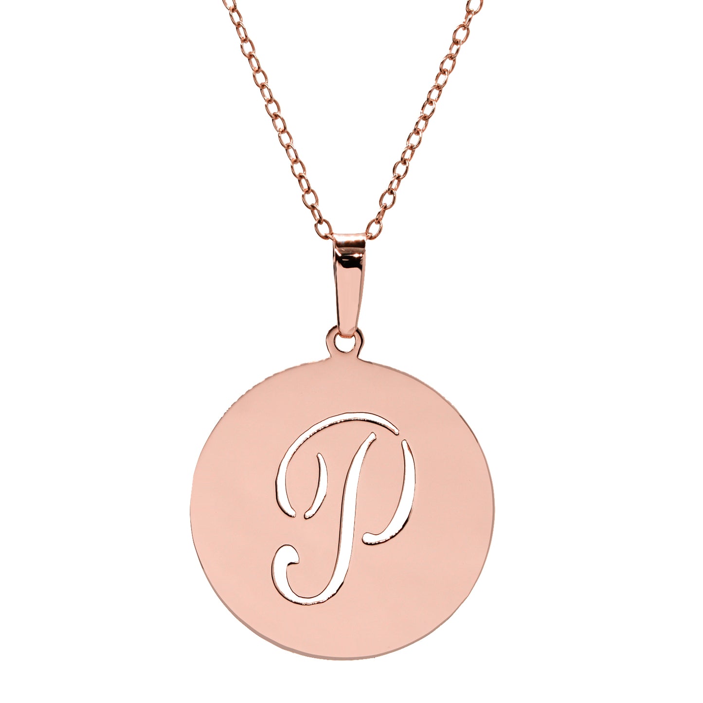 Punch Out Initial Disc Charm Pendant in High Polished 14K Gold | 21mm