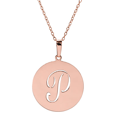 Punch Out Initial Disc Charm Pendant in High Polished 14K Gold | 21mm