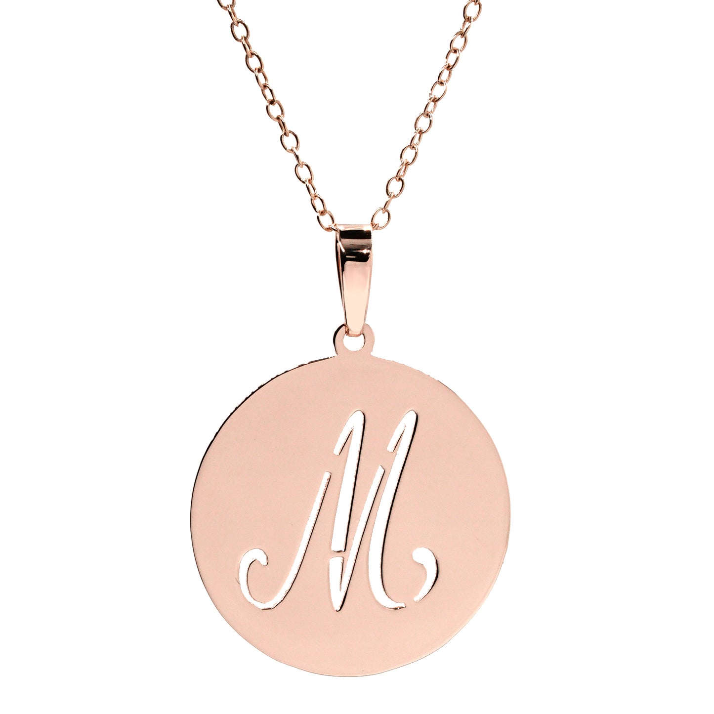 Punch Out Initial Disc Charm Pendant in High Polished 14K Gold | 21mm