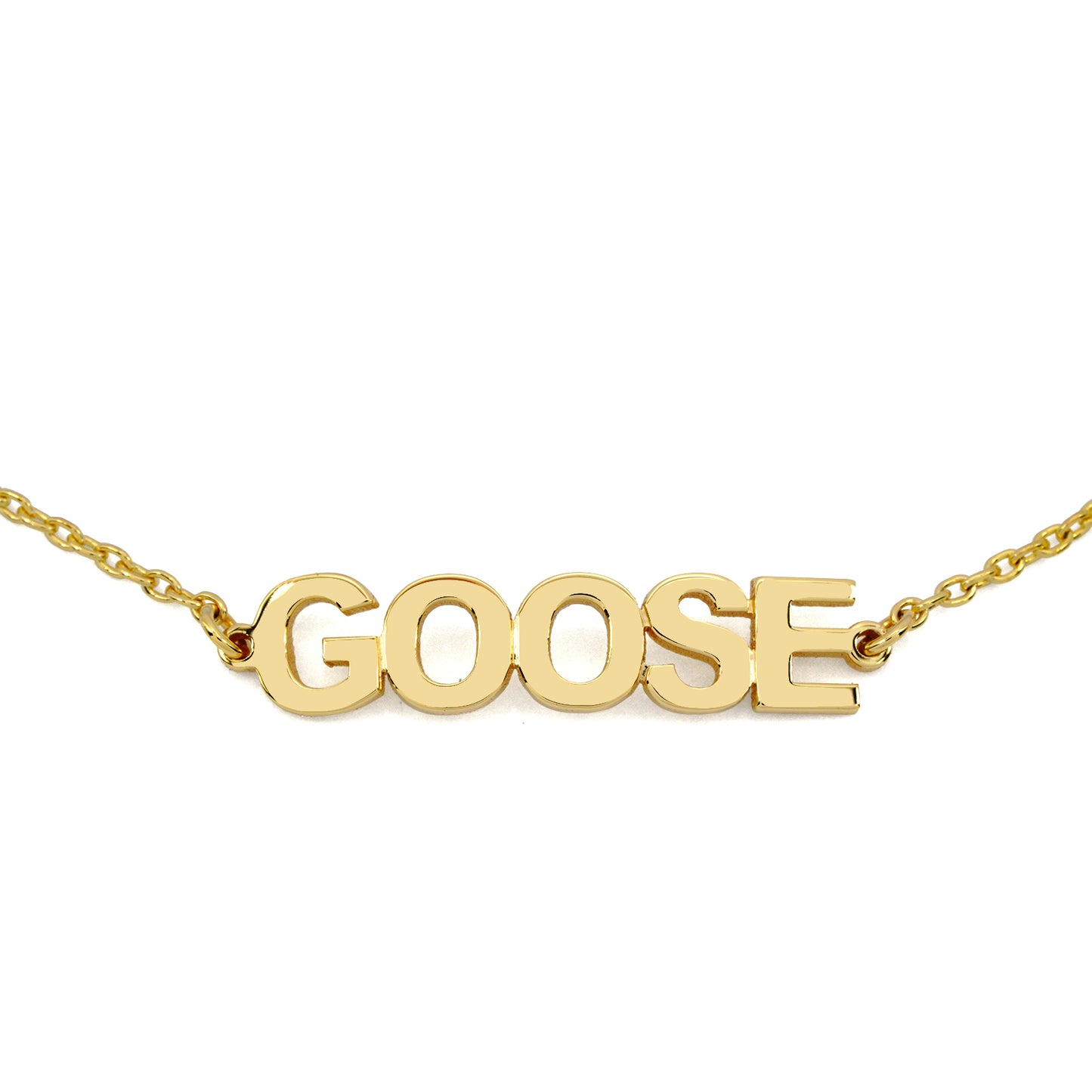 Custom Block Text Name Chain Bracelet in High Polished 14K Gold