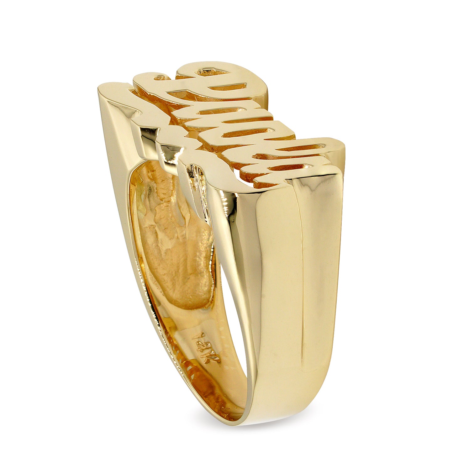 Nameplate with Heart Design Ring in High Polish 14K Gold