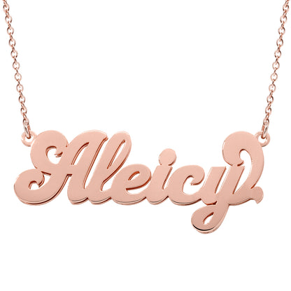 Custom Double Name Plate Necklace in High Polished 14K Gold