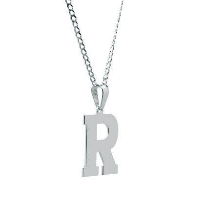 Block Text Initial Pendant in High Polished 14K Gold with Multiple Chain Options | 0.75 Inch