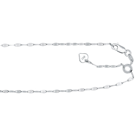 Sterling Silver Adjustable Mirror Chain Necklace with Lobster Clasp