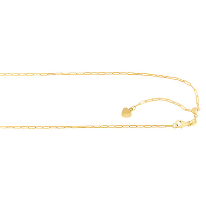 14K Gold Adjustable Paperclip Chain Necklace with Lobster Lock