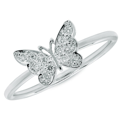 Diamond Pave setting Butterfly Ring in 14K Gold