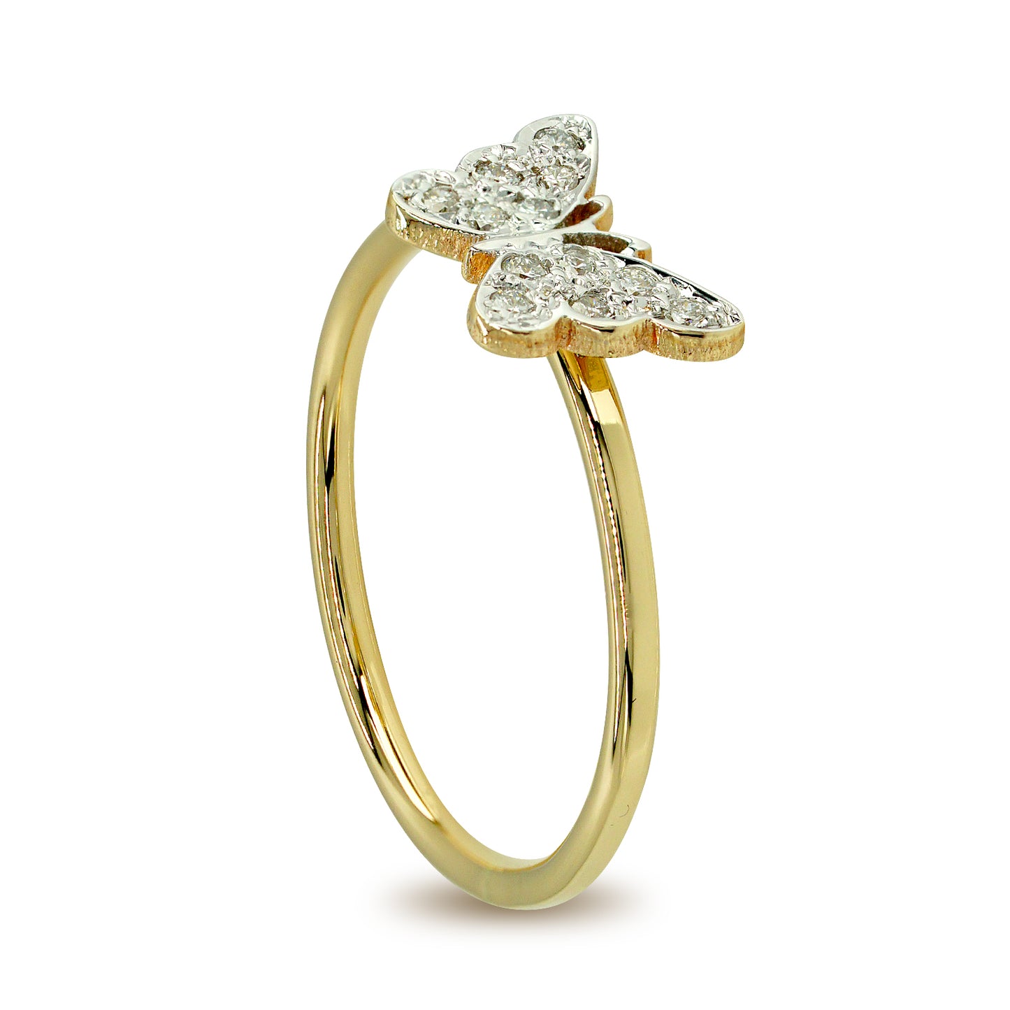 Diamond Pave setting Butterfly Ring in 14K Gold