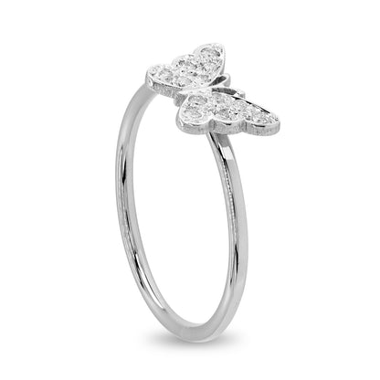 Diamond Pave setting Butterfly Ring in 14K Gold