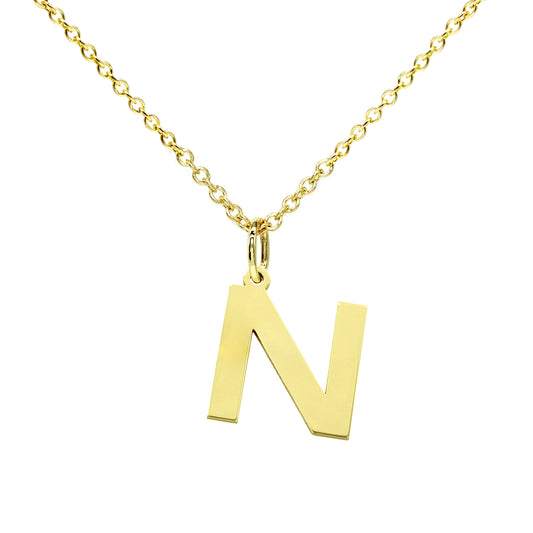 Single Initial Block Pendant in 14K Gold | 14mm