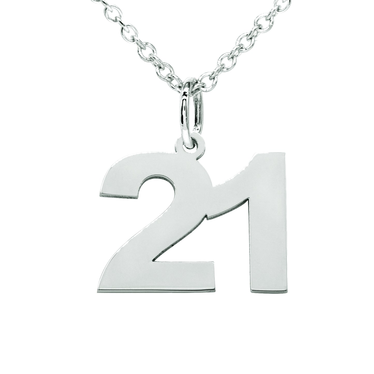 14K Gold Large Block Numbers Pendant | 14mm Tall