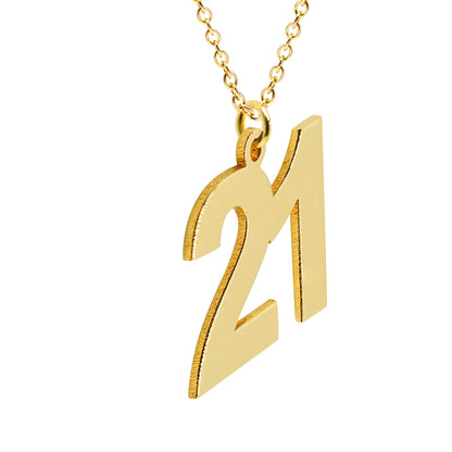 14K Gold Large Block Numbers Pendant | 14mm Tall