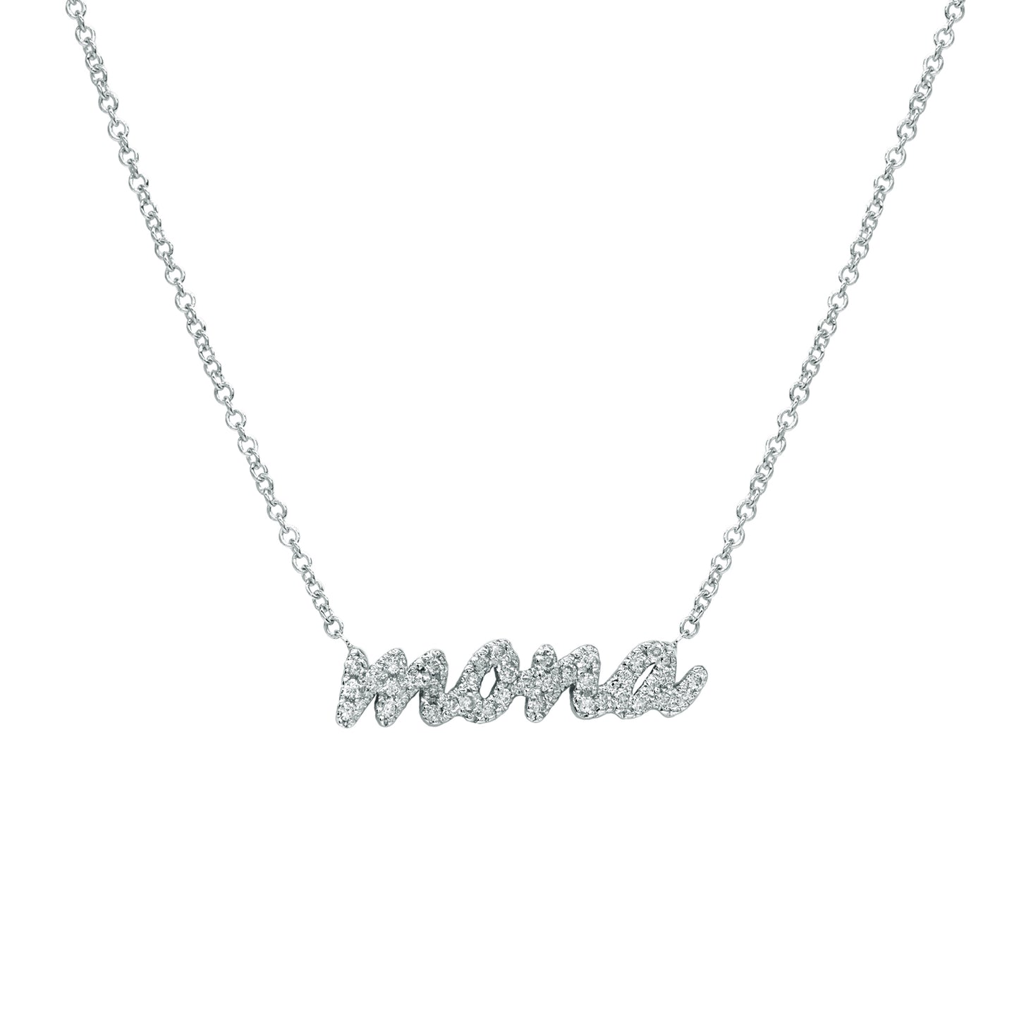 14kt. Gold and Diamonds Freestyle Script Name Necklace | Baby Size