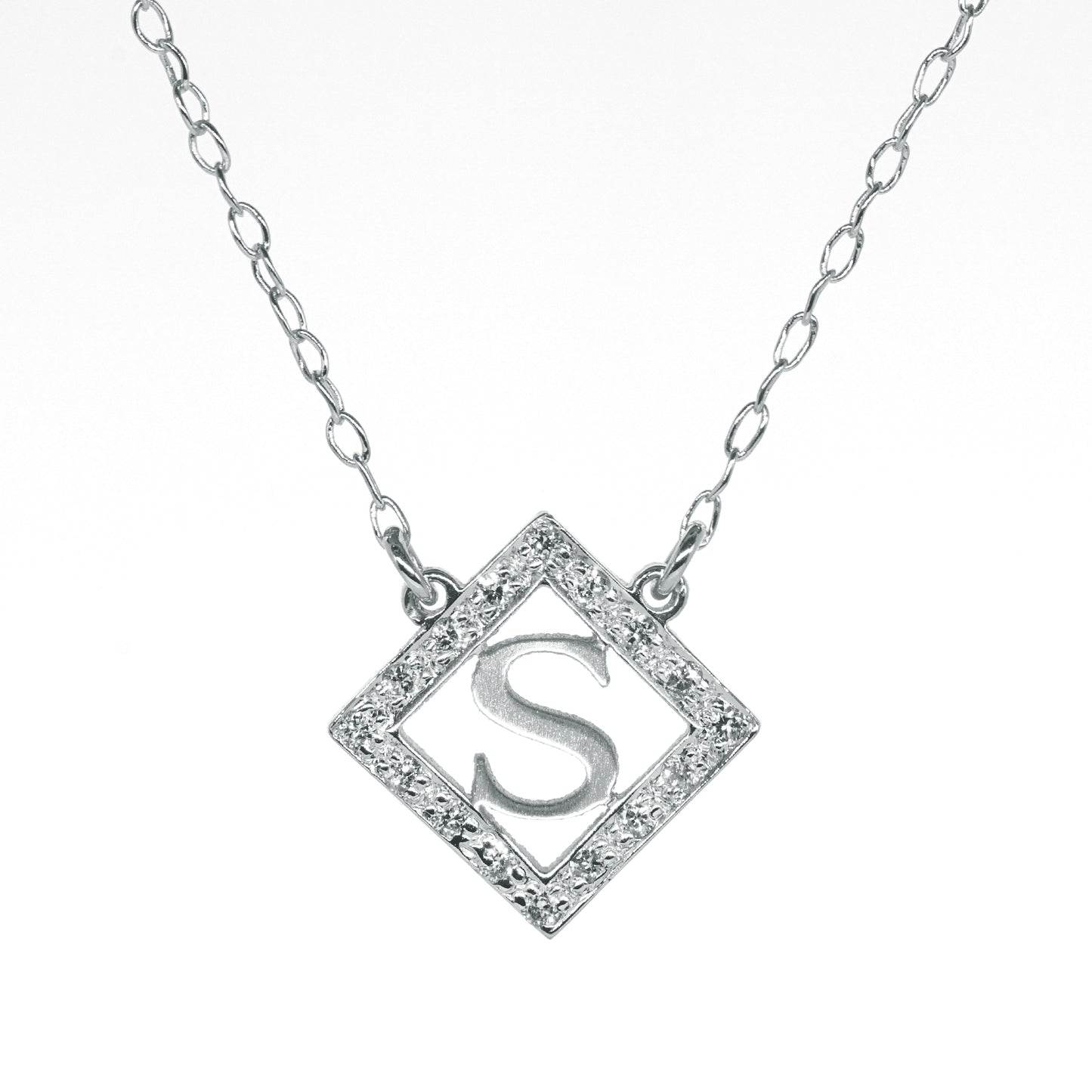 Initial Pendant Framed in Diamonds and Set in 14K Gold