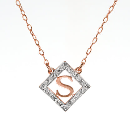 Initial Pendant Framed in Diamonds and Set in 14K Gold