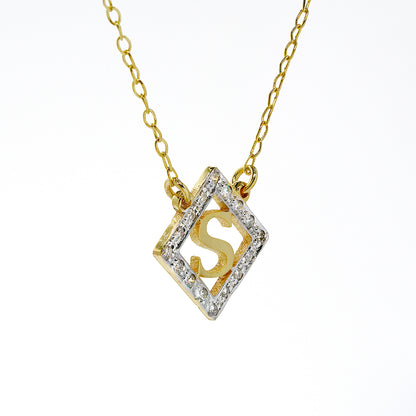 Initial Pendant Framed in Diamonds and Set in 14K Gold