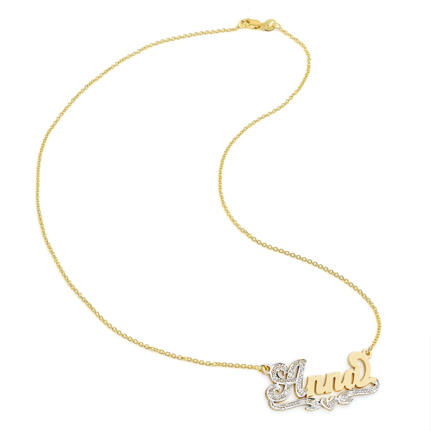 Nameplate with 14K Gold and Diamonds | Script Text