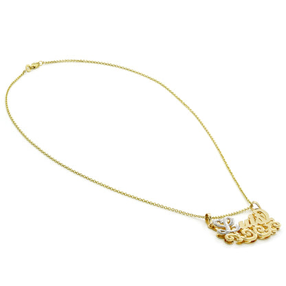 Name Plate Pendant with Fancy Filigree in 14K Gold