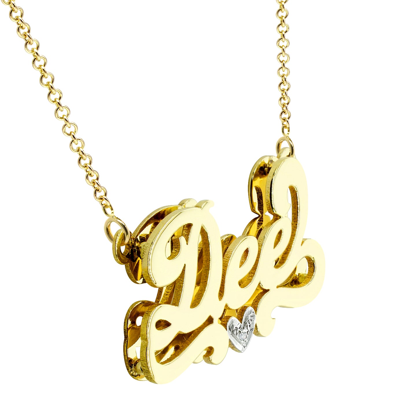 Personalized 14kt. Gold Name Plate Necklace with Diamond