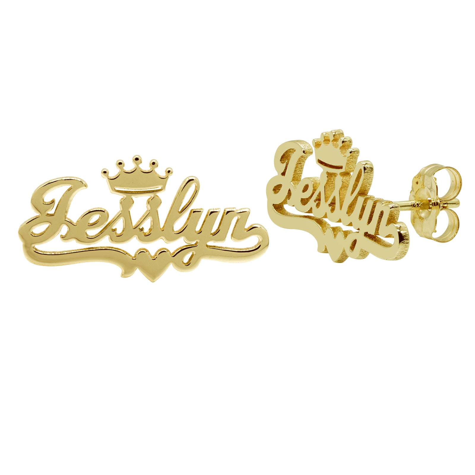 14k gold shop nameplate earrings