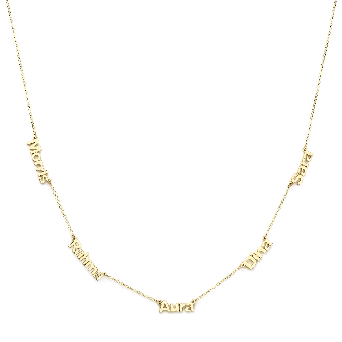 Multi Name Necklace in 14k Gold