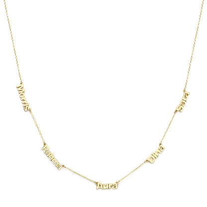 Multi Name Necklace in 14k Gold